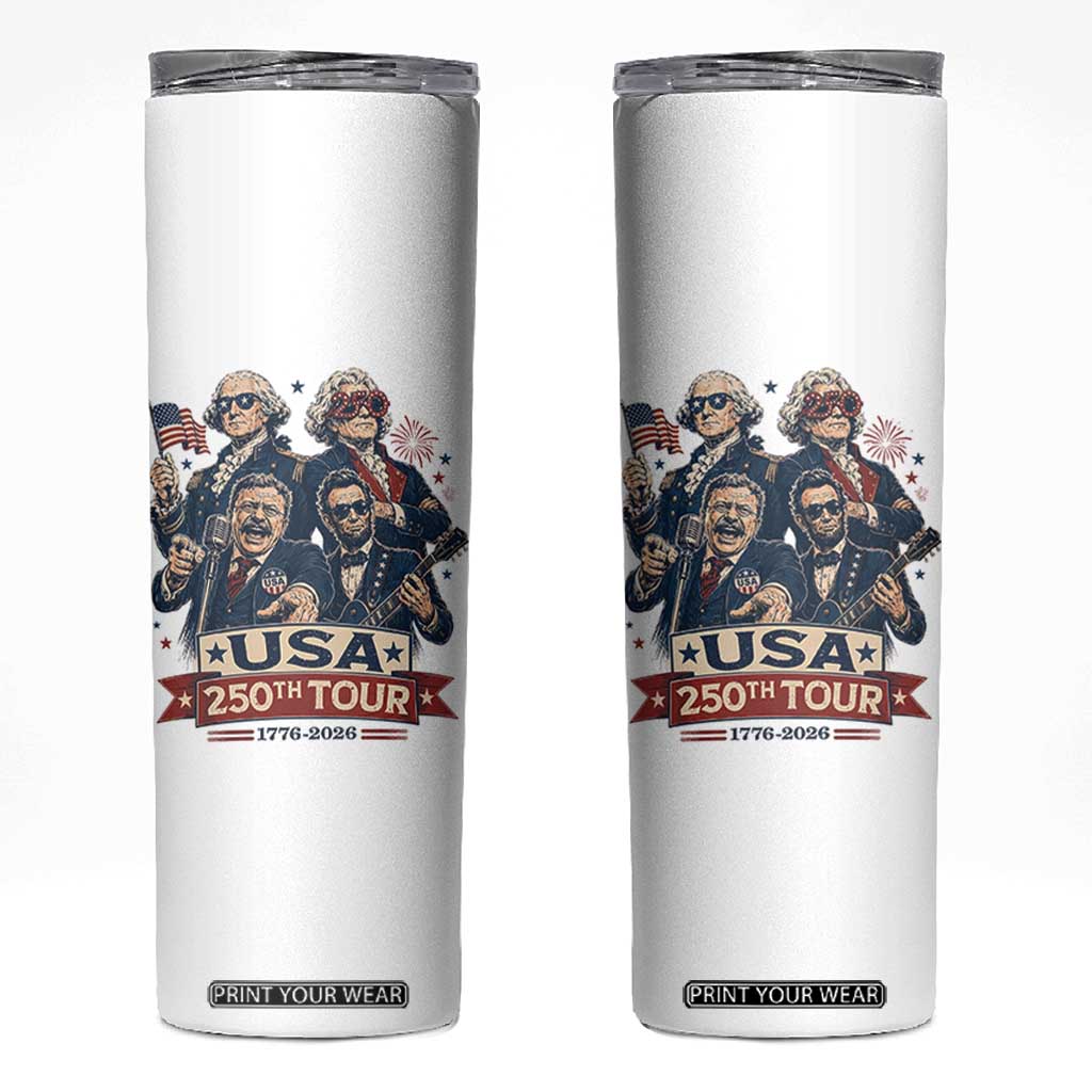 USA 250th Tour 2026 Founding Fathers Rock Concert Skinny Tumbler Funny Mount Rushmore Rock Stars Semiquincentennial