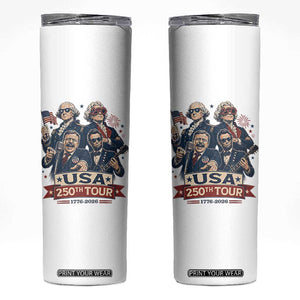 USA 250th Tour 2026 Founding Fathers Rock Concert Skinny Tumbler Funny Mount Rushmore Rock Stars Semiquincentennial