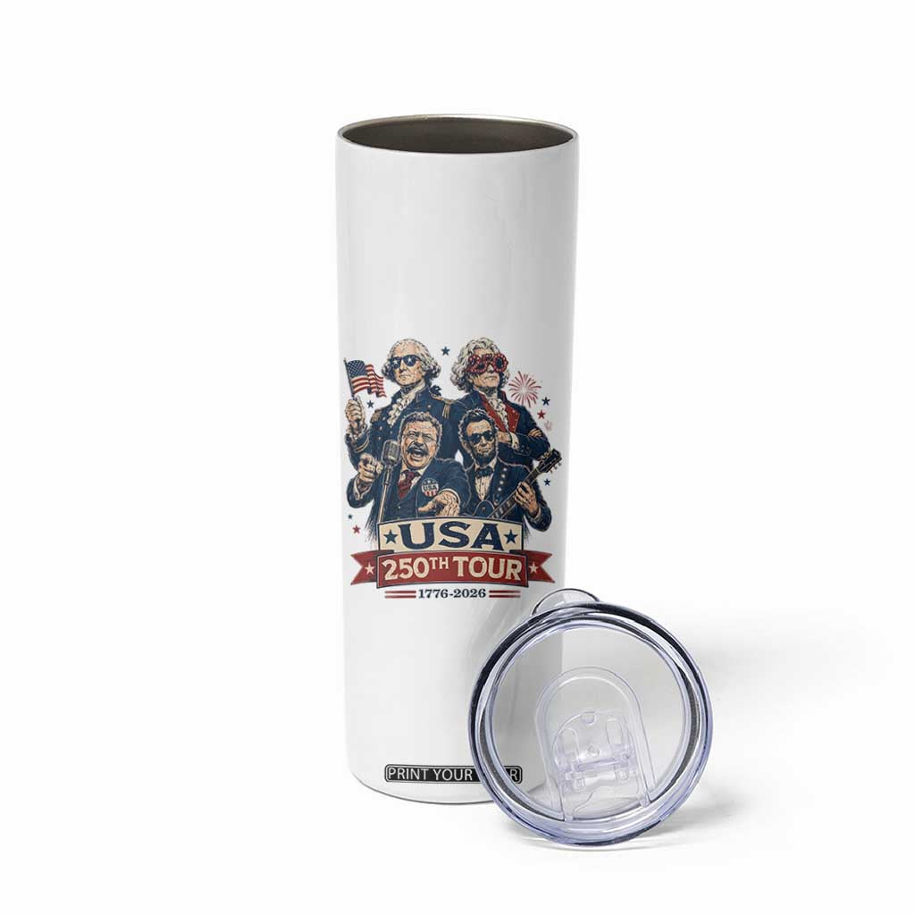 USA 250th Tour 2026 Founding Fathers Rock Concert Skinny Tumbler Funny Mount Rushmore Rock Stars Semiquincentennial