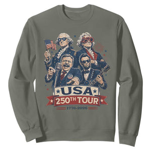 USA 250th Tour 2026 Founding Fathers Rock Concert Sweatshirt Funny Mount Rushmore Rock Stars Semiquincentennial