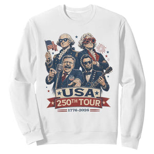USA 250th Tour 2026 Founding Fathers Rock Concert Sweatshirt Funny Mount Rushmore Rock Stars Semiquincentennial