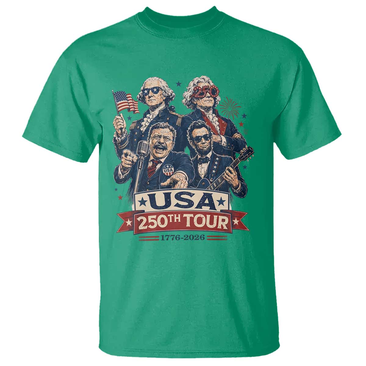 USA 250th Tour 2026 Founding Fathers Rock Concert T Shirt Funny Mount Rushmore Rock Stars Semiquincentennial