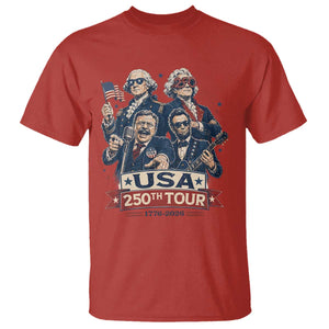USA 250th Tour 2026 Founding Fathers Rock Concert T Shirt Funny Mount Rushmore Rock Stars Semiquincentennial