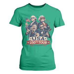 USA 250th Tour 2026 Founding Fathers Rock Concert T Shirt For Women Funny Mount Rushmore Rock Stars Semiquincentennial