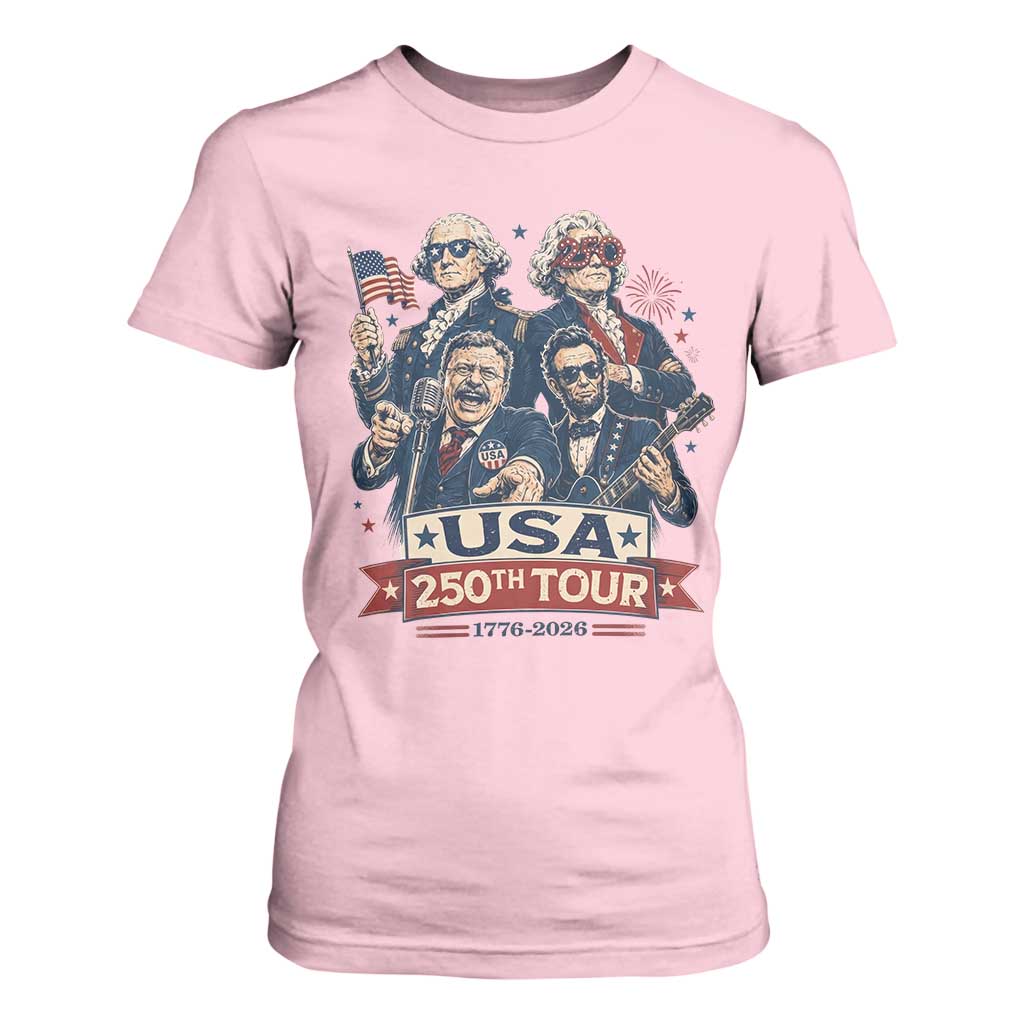 USA 250th Tour 2026 Founding Fathers Rock Concert T Shirt For Women Funny Mount Rushmore Rock Stars Semiquincentennial