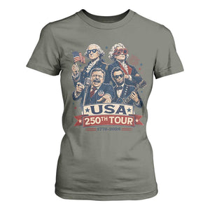 USA 250th Tour 2026 Founding Fathers Rock Concert T Shirt For Women Funny Mount Rushmore Rock Stars Semiquincentennial