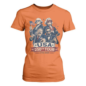 USA 250th Tour 2026 Founding Fathers Rock Concert T Shirt For Women Funny Mount Rushmore Rock Stars Semiquincentennial