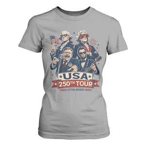 USA 250th Tour 2026 Founding Fathers Rock Concert T Shirt For Women Funny Mount Rushmore Rock Stars Semiquincentennial