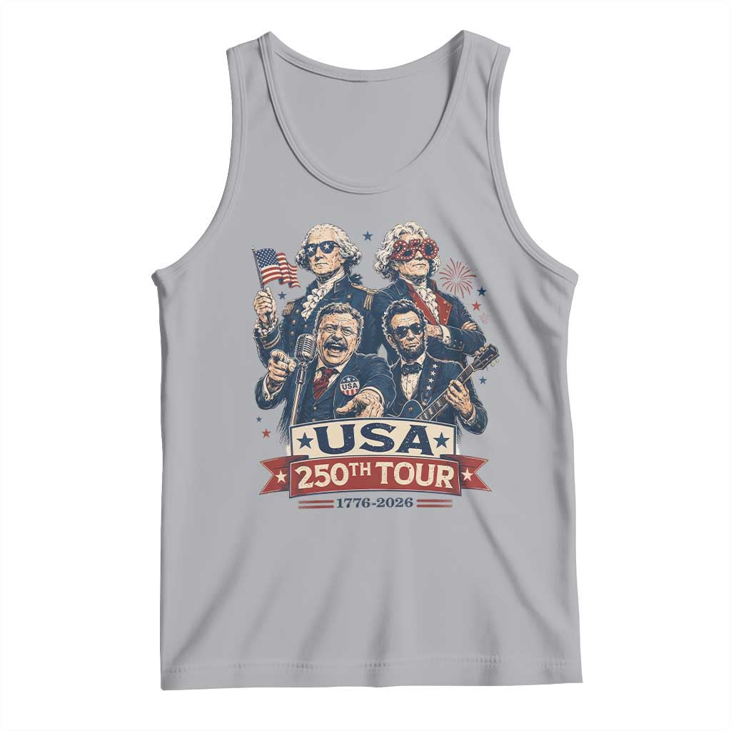 USA 250th Tour 2026 Founding Fathers Rock Concert Tank Top Funny Mount Rushmore Rock Stars Semiquincentennial