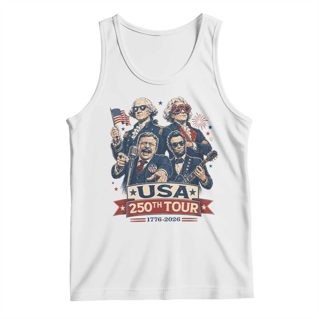 USA 250th Tour 2026 Founding Fathers Rock Concert Tank Top Funny Mount Rushmore Rock Stars Semiquincentennial