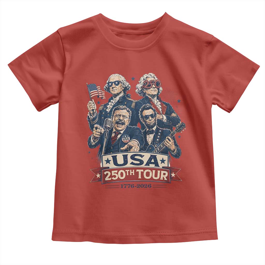 USA 250th Tour 2026 Founding Fathers Rock Concert Toddler T Shirt Funny Mount Rushmore Rock Stars Semiquincentennial