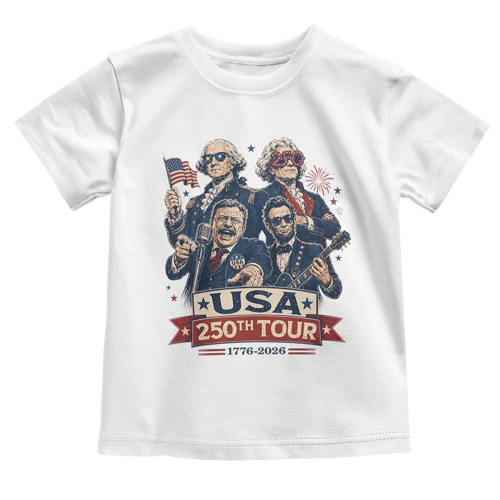 USA 250th Tour 2026 Founding Fathers Rock Concert Toddler T Shirt Funny Mount Rushmore Rock Stars Semiquincentennial