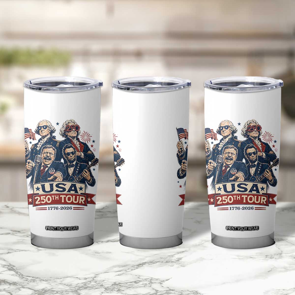 USA 250th Tour 2026 Founding Fathers Rock Concert Tumbler Cup Funny Mount Rushmore Rock Stars Semiquincentennial