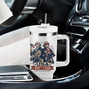 USA 250th Tour 2026 Founding Fathers Rock Concert Tumbler With Handle Funny Mount Rushmore Rock Stars Semiquincentennial