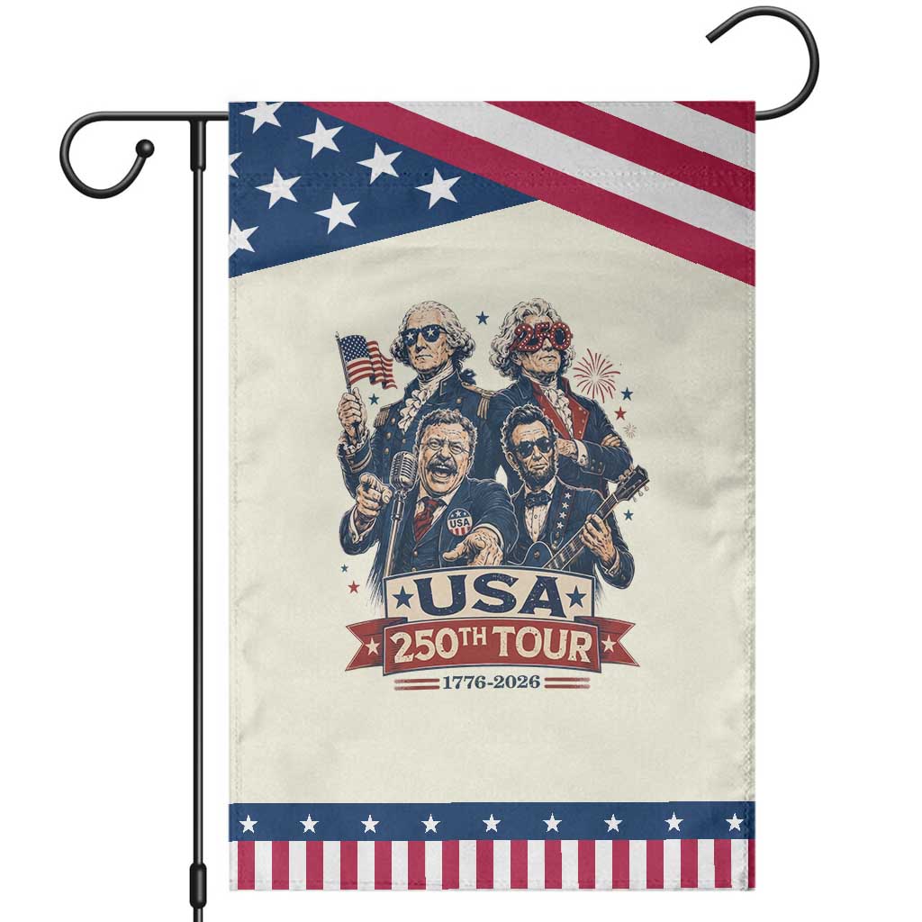 USA 250th Tour 2026 Founding Fathers Rock Concert Patriotic Garden Flag Funny Mount Rushmore Rock Stars Semiquincentennial