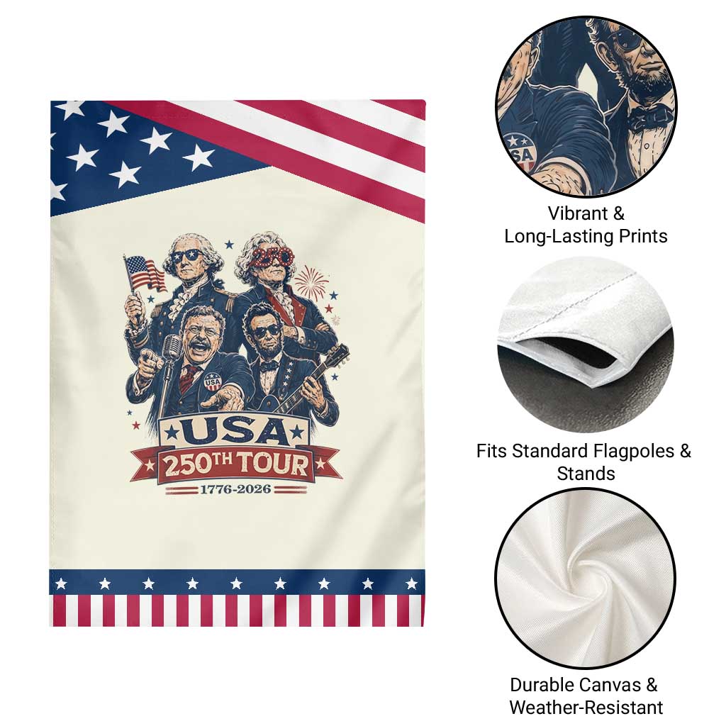 USA 250th Tour 2026 Founding Fathers Rock Concert Patriotic Garden Flag Funny Mount Rushmore Rock Stars Semiquincentennial