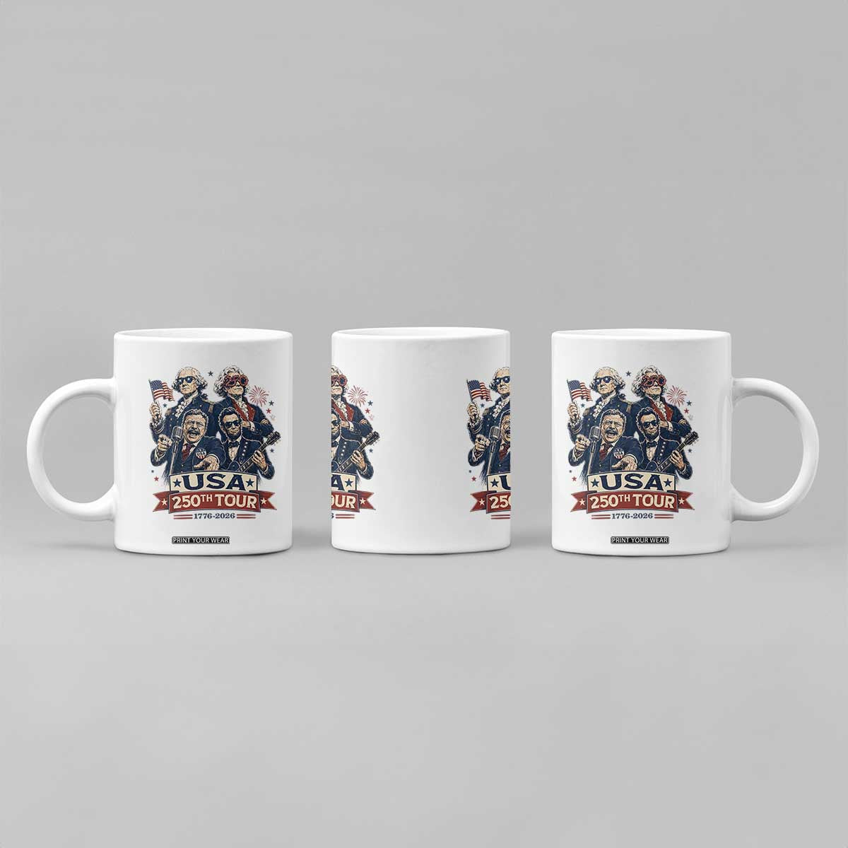 USA 250th Tour 2026 Founding Fathers Rock Concert Coffee Mug Funny Mount Rushmore Rock Stars Semiquincentennial