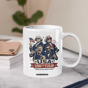 USA 250th Tour 2026 Founding Fathers Rock Concert Coffee Mug Funny Mount Rushmore Rock Stars Semiquincentennial