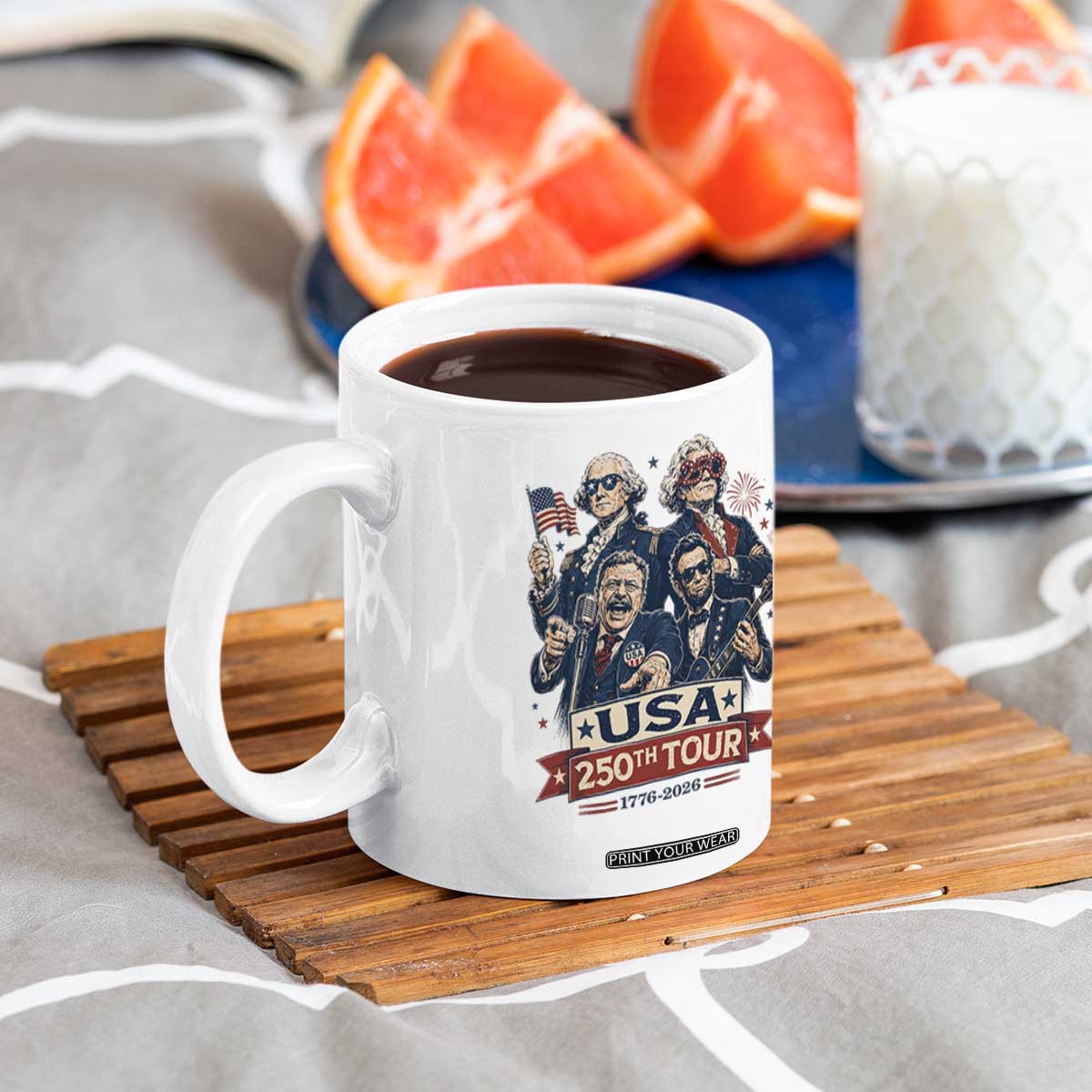 USA 250th Tour 2026 Founding Fathers Rock Concert Coffee Mug Funny Mount Rushmore Rock Stars Semiquincentennial