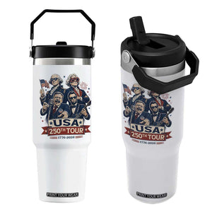 USA 250th Tour 2026 Founding Fathers Rock Concert Flip Straw Tumbler Funny Mount Rushmore Rock Stars Semiquincentennial