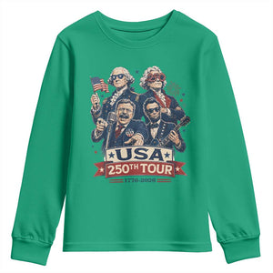USA 250th Tour 2026 Founding Fathers Rock Concert Youth Sweatshirt Funny Mount Rushmore Rock Stars Semiquincentennial