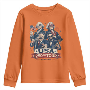 USA 250th Tour 2026 Founding Fathers Rock Concert Youth Sweatshirt Funny Mount Rushmore Rock Stars Semiquincentennial