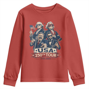 USA 250th Tour 2026 Founding Fathers Rock Concert Youth Sweatshirt Funny Mount Rushmore Rock Stars Semiquincentennial
