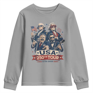 USA 250th Tour 2026 Founding Fathers Rock Concert Youth Sweatshirt Funny Mount Rushmore Rock Stars Semiquincentennial