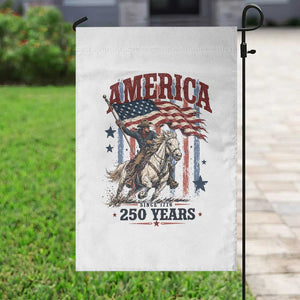 250 Years Since 1776 Cowboy on Horseback Garden Flag Vintage Patriotic Western Style American Flag Semiquincentennial