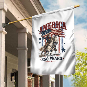 250 Years Since 1776 Cowboy on Horseback Garden Flag Vintage Patriotic Western Style American Flag Semiquincentennial