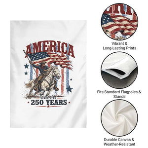 250 Years Since 1776 Cowboy on Horseback Garden Flag Vintage Patriotic Western Style American Flag Semiquincentennial