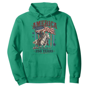 250 Years Since 1776 Cowboy on Horseback Hoodie Vintage Patriotic Western Style American Flag Semiquincentennial