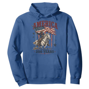 250 Years Since 1776 Cowboy on Horseback Hoodie Vintage Patriotic Western Style American Flag Semiquincentennial