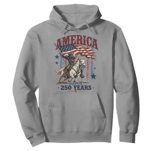 250 Years Since 1776 Cowboy on Horseback Hoodie Vintage Patriotic Western Style American Flag Semiquincentennial
