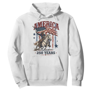 250 Years Since 1776 Cowboy on Horseback Hoodie Vintage Patriotic Western Style American Flag Semiquincentennial