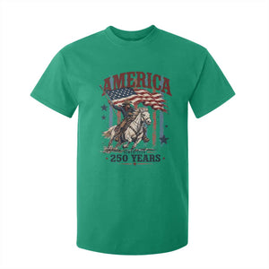 250 Years Since 1776 Cowboy on Horseback T Shirt For Kid Vintage Patriotic Western Style American Flag Semiquincentennial
