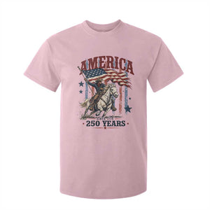 250 Years Since 1776 Cowboy on Horseback T Shirt For Kid Vintage Patriotic Western Style American Flag Semiquincentennial