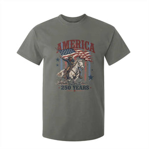 250 Years Since 1776 Cowboy on Horseback T Shirt For Kid Vintage Patriotic Western Style American Flag Semiquincentennial