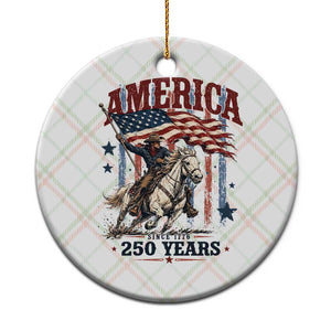 250 Years Since 1776 Cowboy on Horseback Ceramic Ornament Vintage Patriotic Western Style American Flag Semiquincentennial