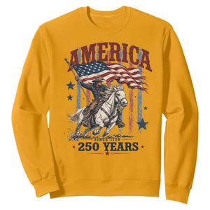 250 Years Since 1776 Cowboy on Horseback Sweatshirt Vintage Patriotic Western Style American Flag Semiquincentennial