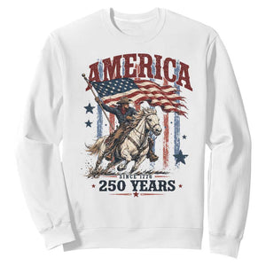 250 Years Since 1776 Cowboy on Horseback Sweatshirt Vintage Patriotic Western Style American Flag Semiquincentennial