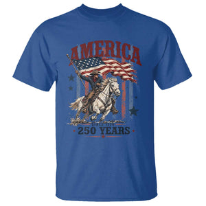 250 Years Since 1776 Cowboy on Horseback T Shirt Vintage Patriotic Western Style American Flag Semiquincentennial