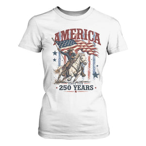250 Years Since 1776 Cowboy on Horseback T Shirt For Women Vintage Patriotic Western Style American Flag Semiquincentennial