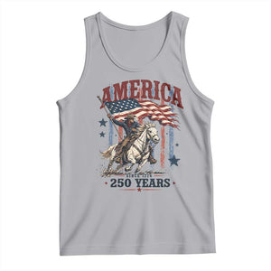 250 Years Since 1776 Cowboy on Horseback Tank Top Vintage Patriotic Western Style American Flag Semiquincentennial