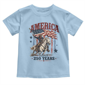 250 Years Since 1776 Cowboy on Horseback Toddler T Shirt Vintage Patriotic Western Style American Flag Semiquincentennial