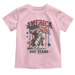 250 Years Since 1776 Cowboy on Horseback Toddler T Shirt Vintage Patriotic Western Style American Flag Semiquincentennial