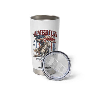 250 Years Since 1776 Cowboy on Horseback Tumbler Cup Vintage Patriotic Western Style American Flag Semiquincentennial