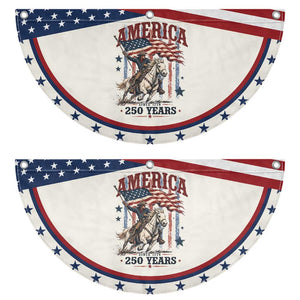 250 Years Since 1776 Cowboy on Horseback Patriotic Fan Flag Vintage Western Style American Flag Semiquincentennial