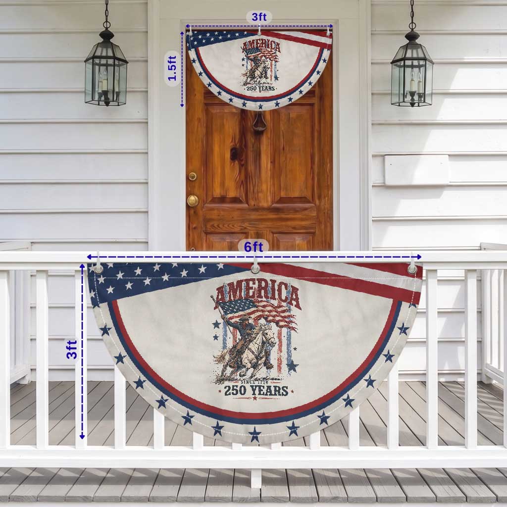 250 Years Since 1776 Cowboy on Horseback Patriotic Fan Flag Vintage Western Style American Flag Semiquincentennial