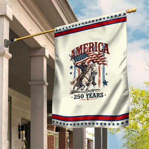 250 Years Since 1776 Cowboy on Horseback Patriotic Garden Flag Vintage Western Style American Flag Semiquincentennial